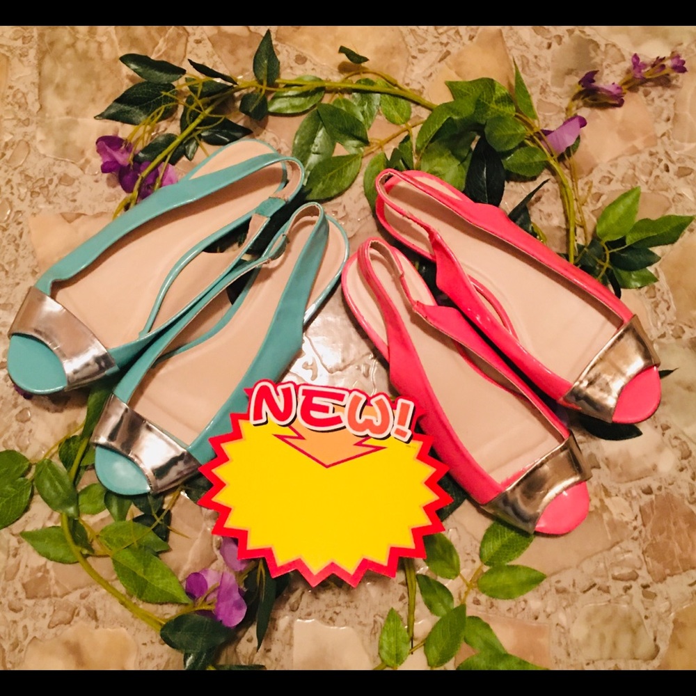 Avon (New) Peeptoe Slingback Sandal 2 Colors-Turquoise/Coral